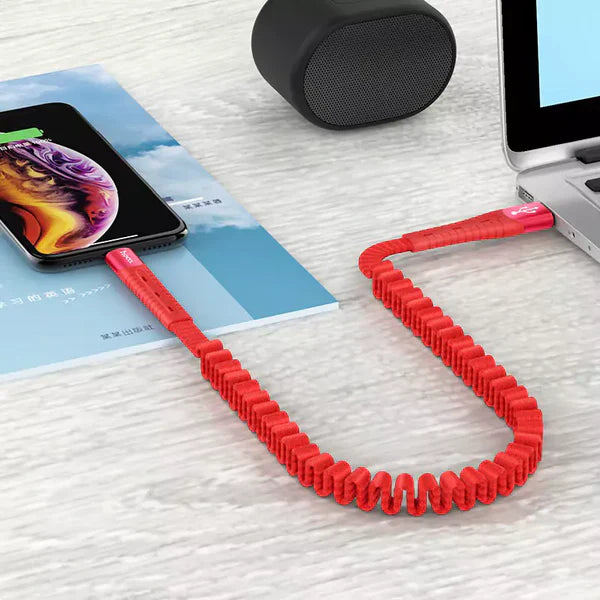 Hoco U78 Cotton Treasure Red Elastic USB‑to‑Lightning Data Cable