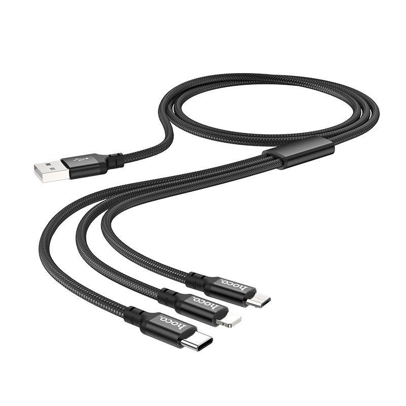 Hoco X14 3-in-1 Fast Charging Cable for iPhone and Type-C
