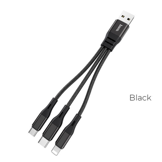 Hoco X47 3-in-1 Harbor Charging Cable (iPhone, Micro, Type‑C) 0.25 m