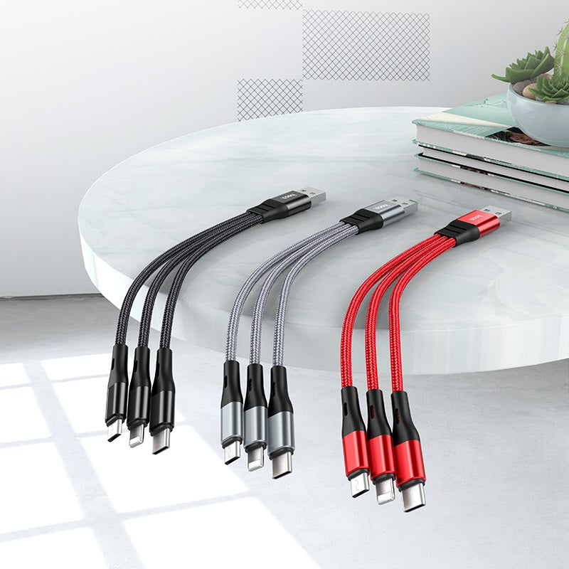 Hoco X47 3-in-1 Harbor Charging Cable (iPhone, Micro, Type‑C) 0.25 m