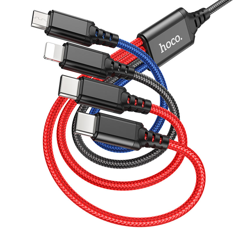Hoco X76 4-in-1 Super Fast Charging Cable with Multiple Connectors