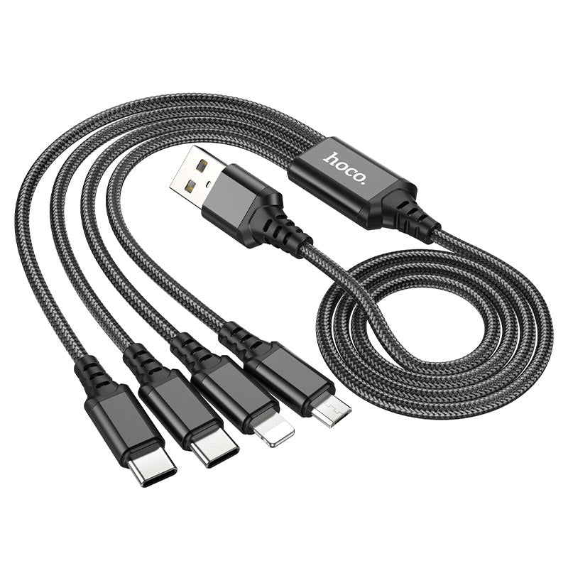 Hoco X76 4-in-1 Super Fast Charging Cable with Multiple Connectors