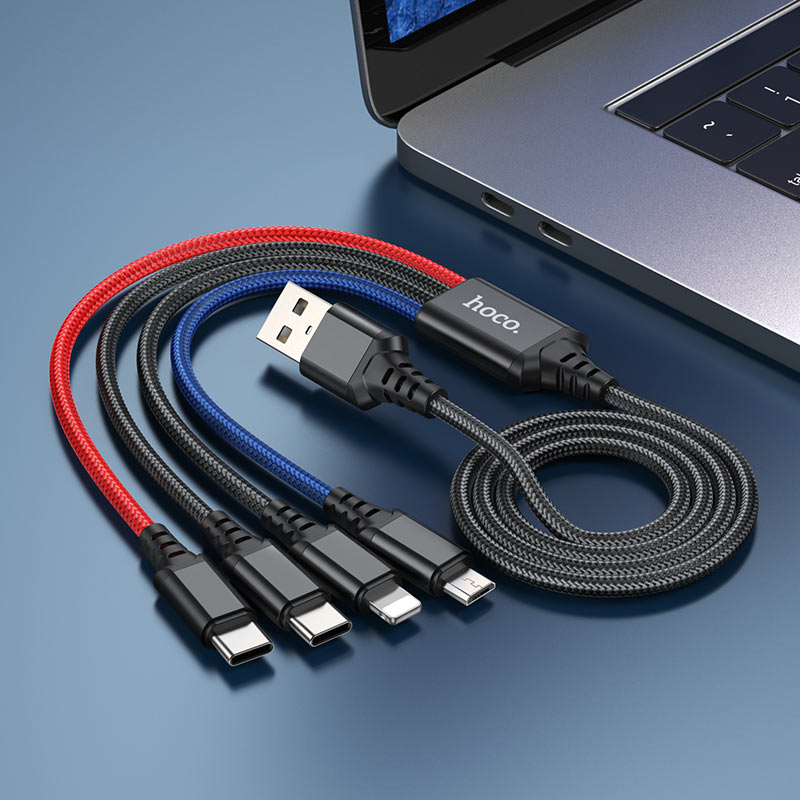 Hoco X76 4-in-1 Super Fast Charging Cable with Multiple Connectors