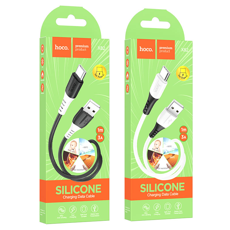 Hoco X82 1m Type‑C Silicone Fast‑Charging Data Cable