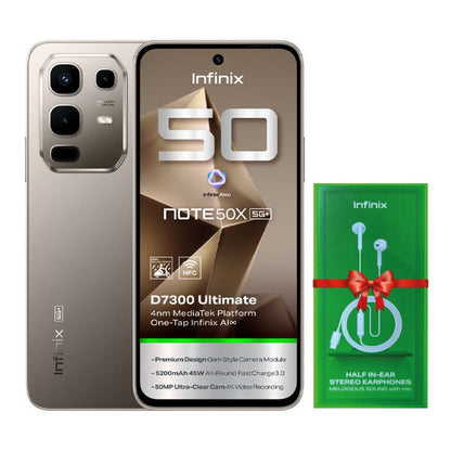 Infinix NOTE 50X 5G Smartphone – 256GB, 8GB RAM, Titanium Grey