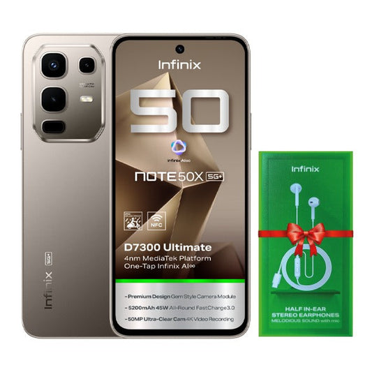 Infinix NOTE 50X 5G Smartphone – 256GB, 8GB RAM, Titanium Grey