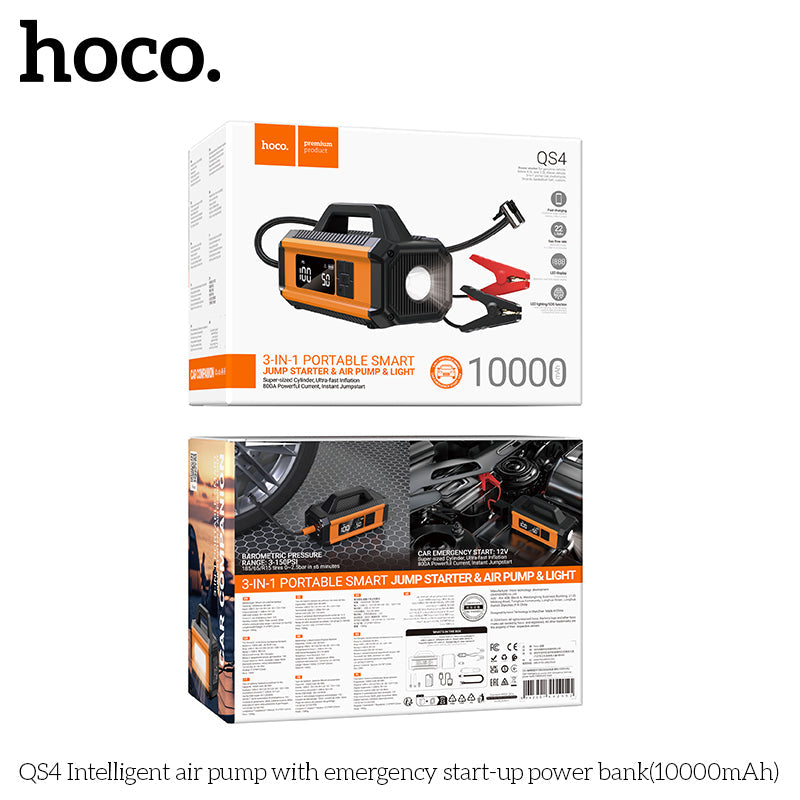 Hoco QS4 10000mAh Air Pump & Emergency Jump Starter