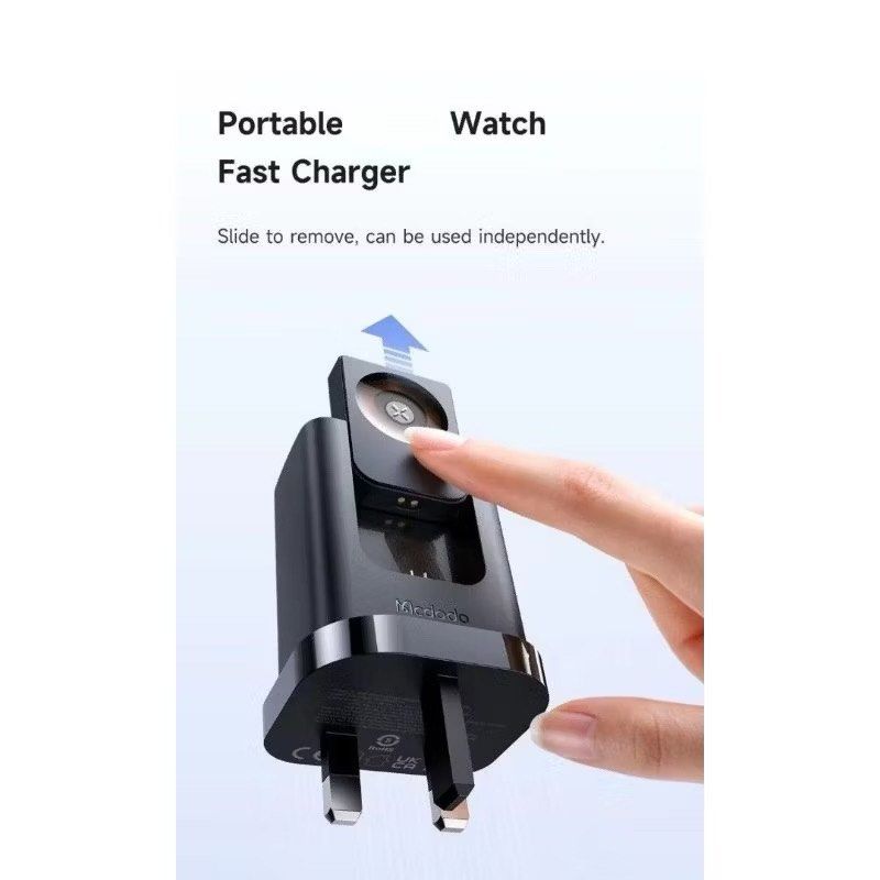 Mcdodo CH-398 30W 2-in-1 UK Travel Charger with USB‑A, USB‑C & Watch