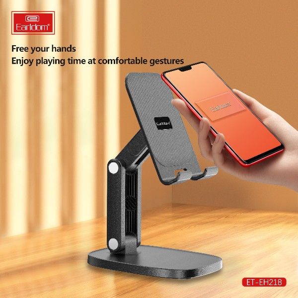 Earldom Adjustable Black Cellphone Stand – Sturdy Compact Portable