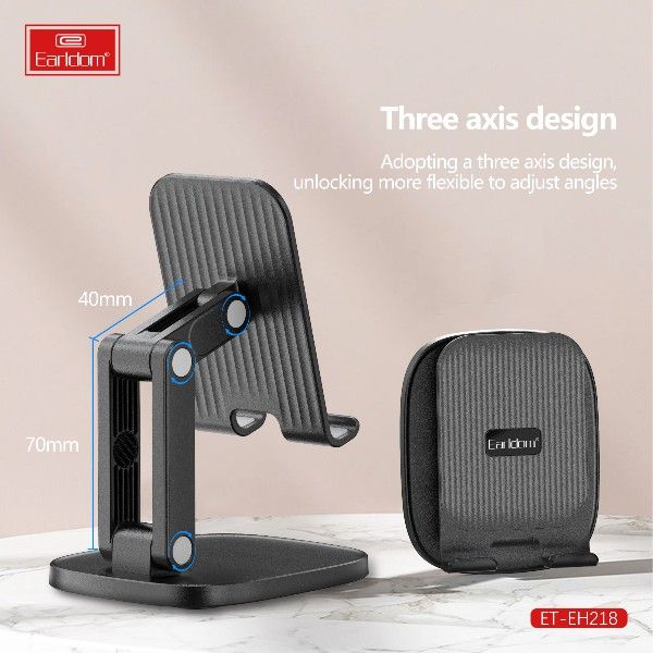 Earldom Adjustable Black Cellphone Stand – Sturdy Compact Portable