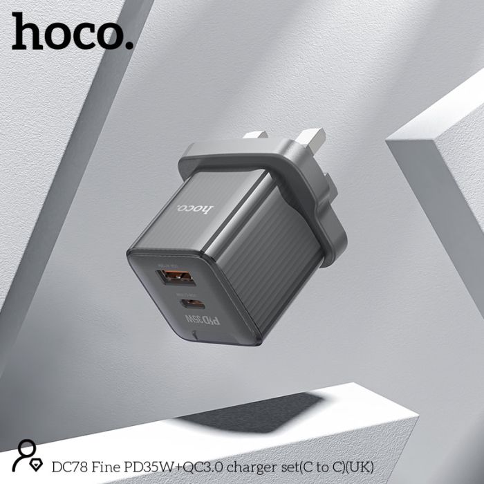 Hoco Dual Port PD35W Wall Charger with QC3.0 USB‑C Cable