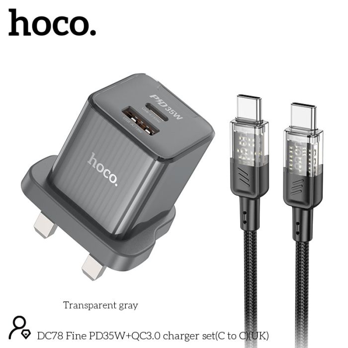 Hoco Dual Port PD35W Wall Charger with QC3.0 USB‑C Cable