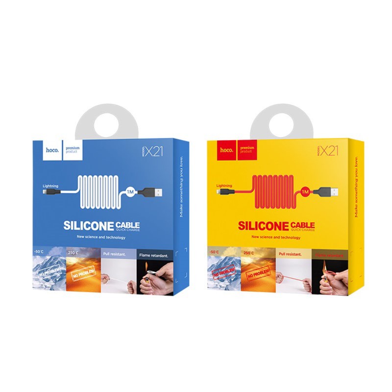 Hoco X21 Silicone iPhone Lightning Charging Cable 1 Metre